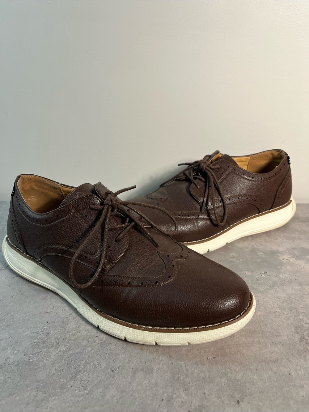 Nautica Brown Leather Wingtip Oxford Shoes Comfortable Dress Casual Men’s 10.5